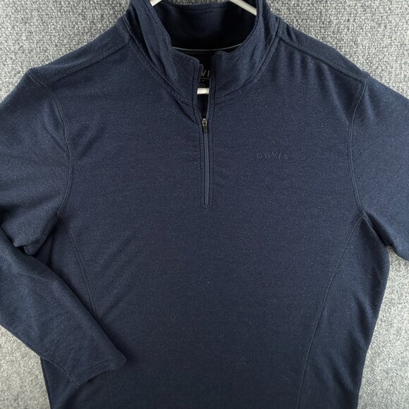 Orvis 1/4 Zip Sweatshirt Men 2XL Blue Soft Stretch Lightweight Rayon Blend Adult - Picture 1 of 13